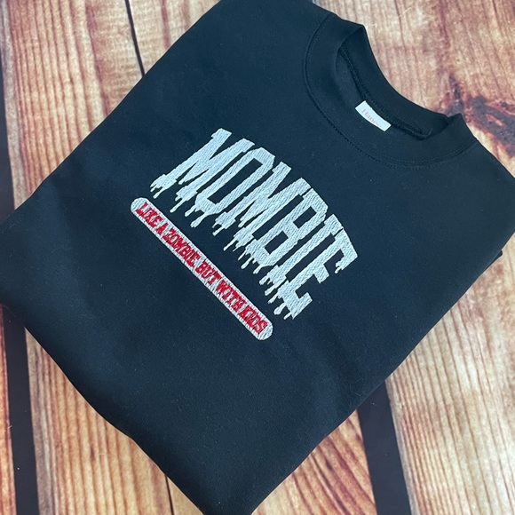 Custom Embroidered Mombie Like A Zombie but with kids Womens Sweatshirt - Picture 4 of 5